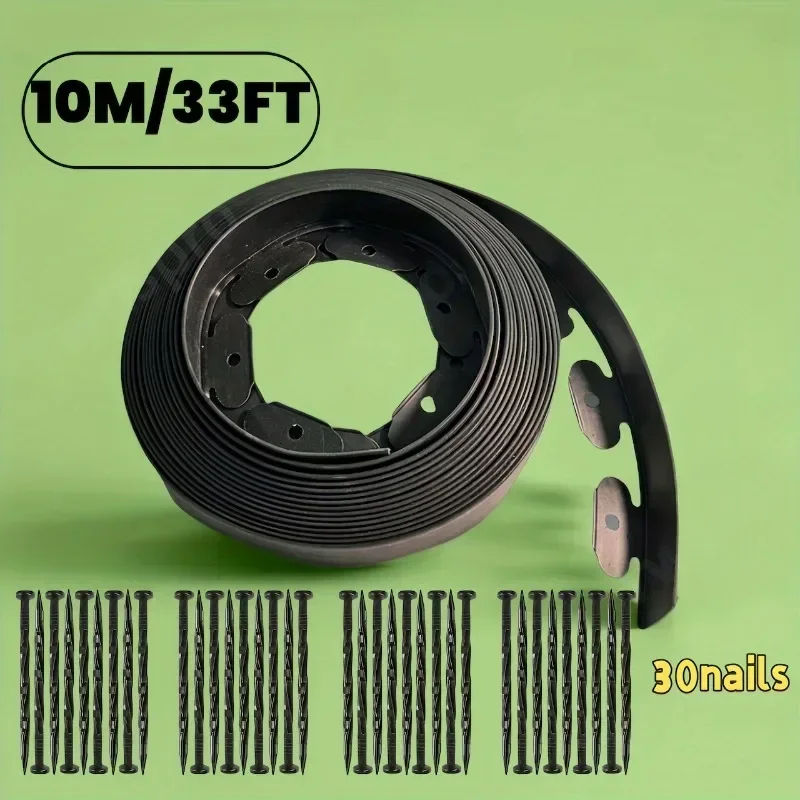 black 10m lawn edge fence flexible garden border edging yard landscape isolation guardrail decor