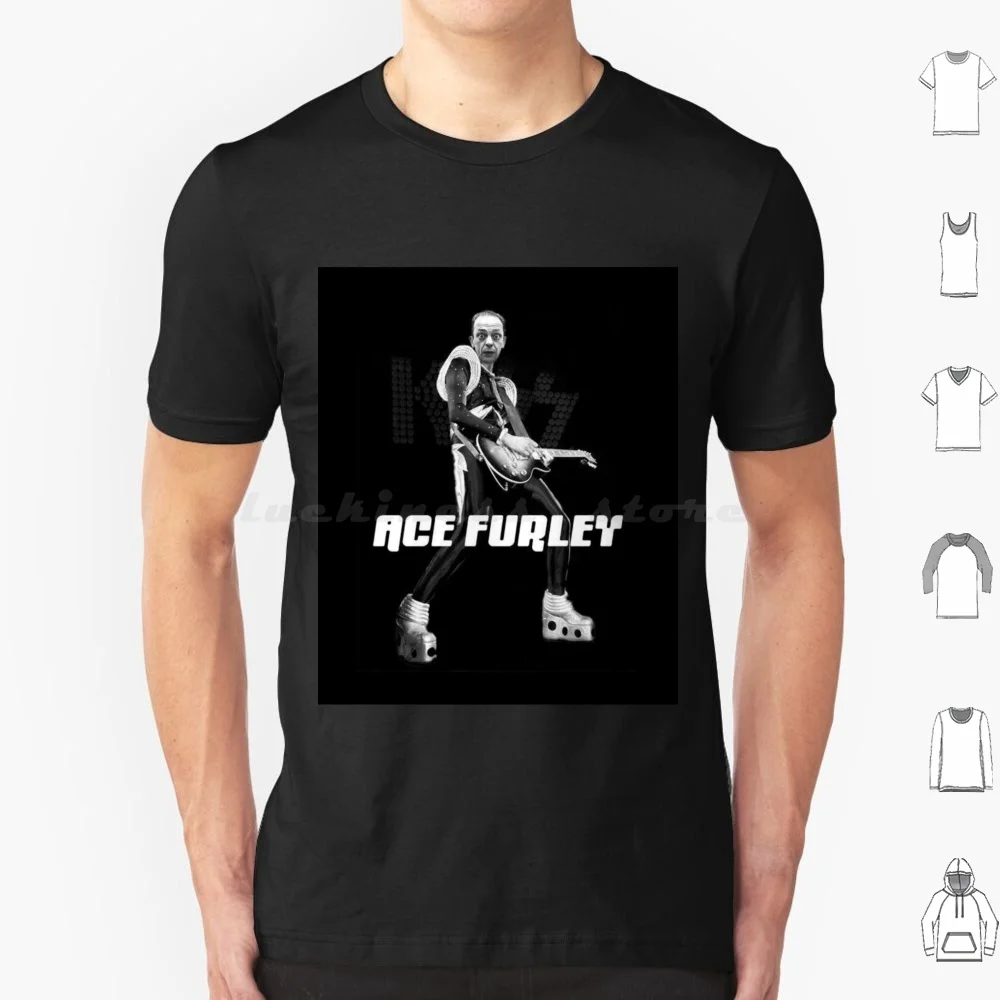 

Футболка Ace Furley из хлопка для мужчин и женщин с принтом «сделай сам», Ace Furley Guitar Don Put On Music Kiss Ace Furley, черное платье