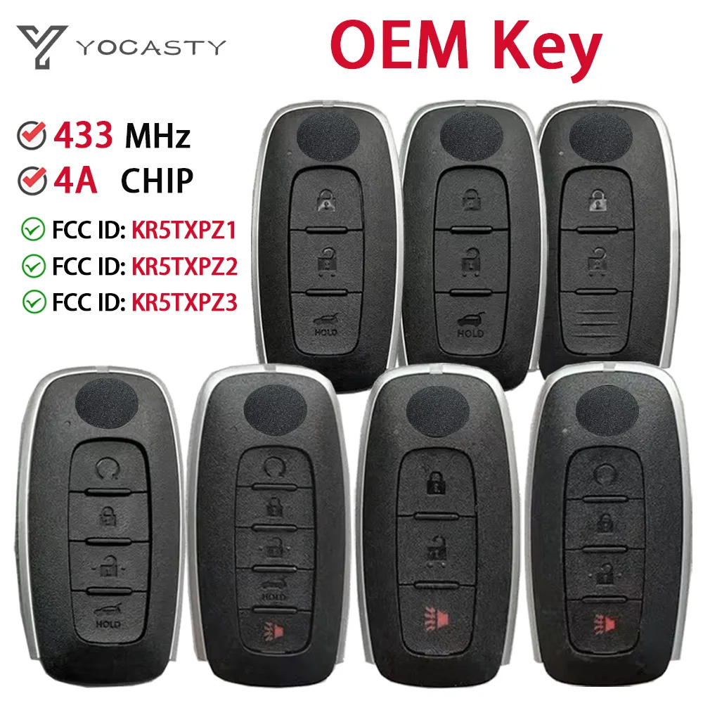 

YOCASTY OEM KR5TXPZ1 KR5TXPZ2 KR5TXPZ3 433MHz 4A Chip Smart Remote Car Key For Nissan Qashqai Rogue Sentra Sylphy Almera X-Trail
