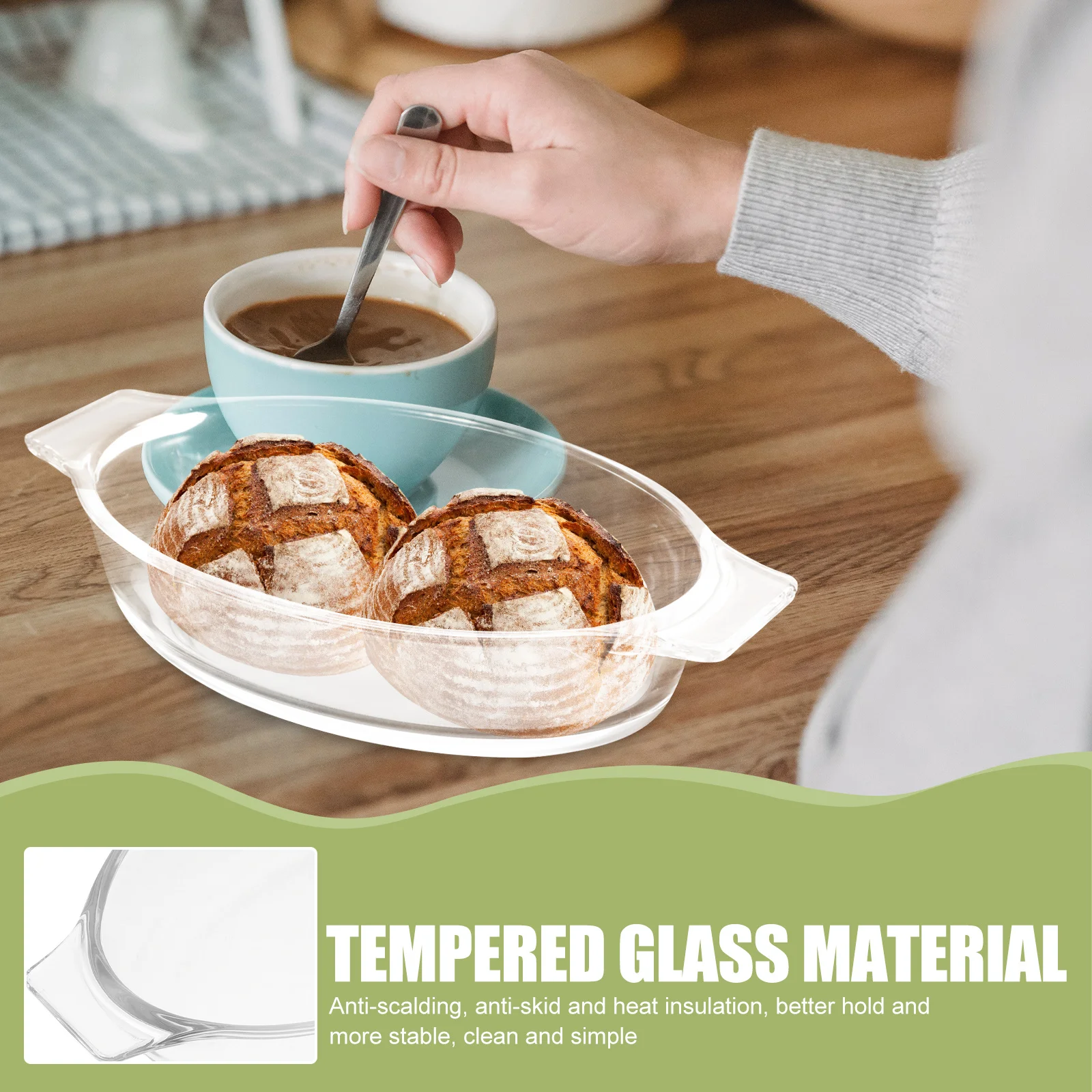 

2Pcs Glass Serving Plates Tempered Heat Resistant Food Storage Tray Microwave Oven Safe Dishwasher Friendly Ideal for Home