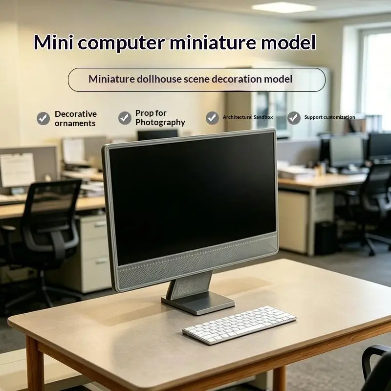Realistic Mini Desktop Computer Model For Dollhouse Decor Sandtable Photo Props Office Computer Scene Decoration