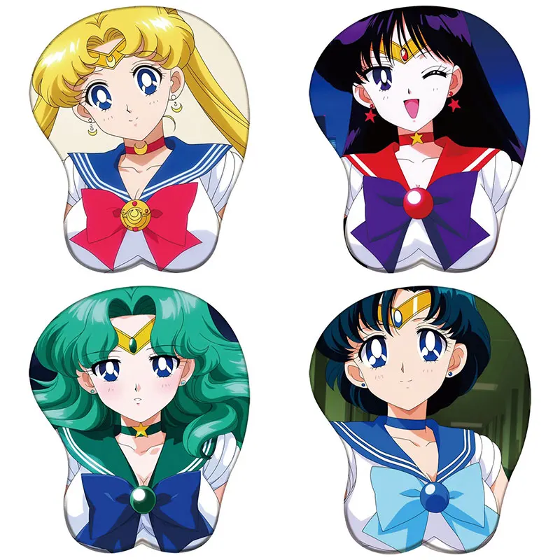 

S-Sailor Moons 3D Silicone Mousepad sukino Usagi Hino Rei Minako Ami 3D Wristband Mouse Pad Anime 3D Wrist Rest MouseMat