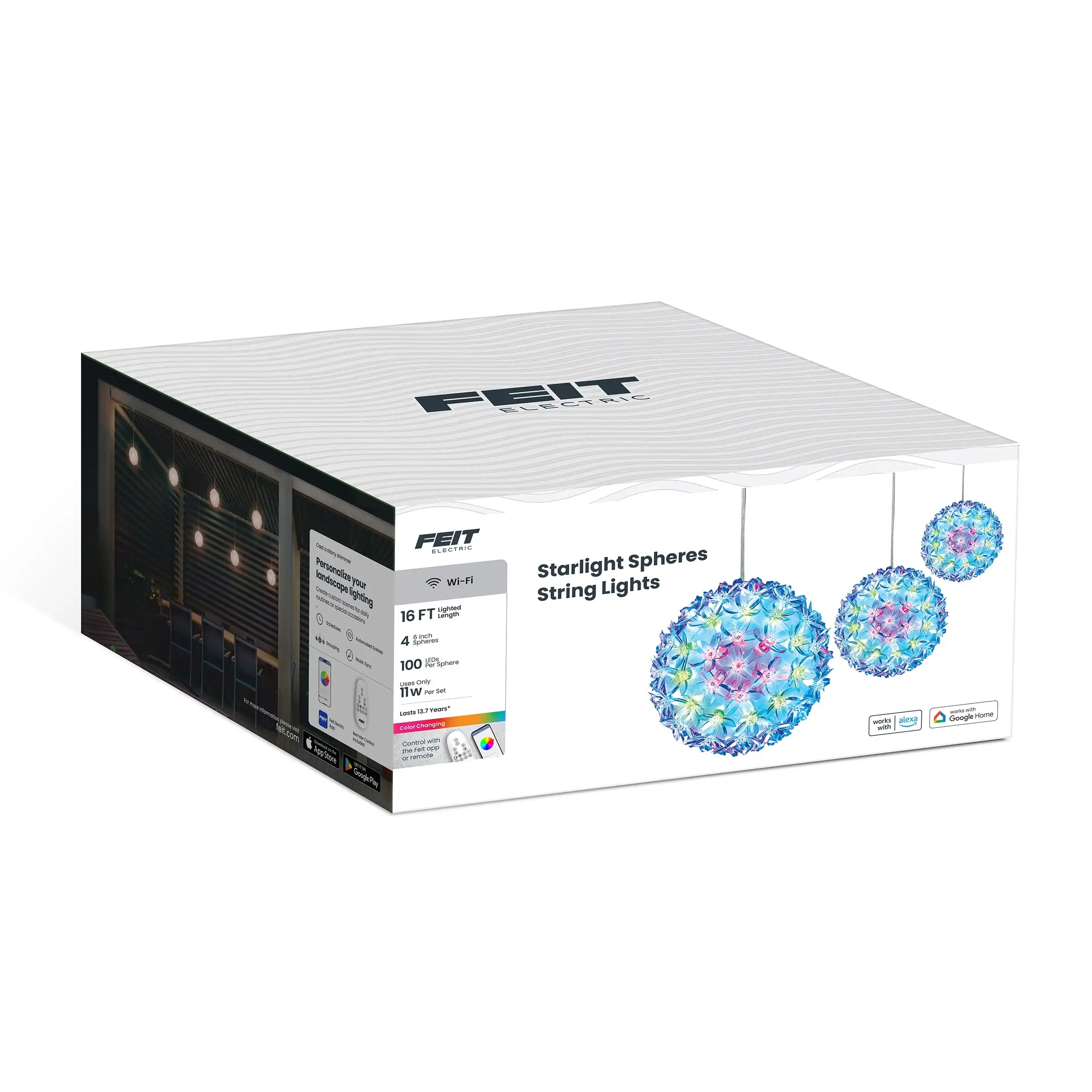 

4-Light Smart Snowflake-Sphere Bulb String Light