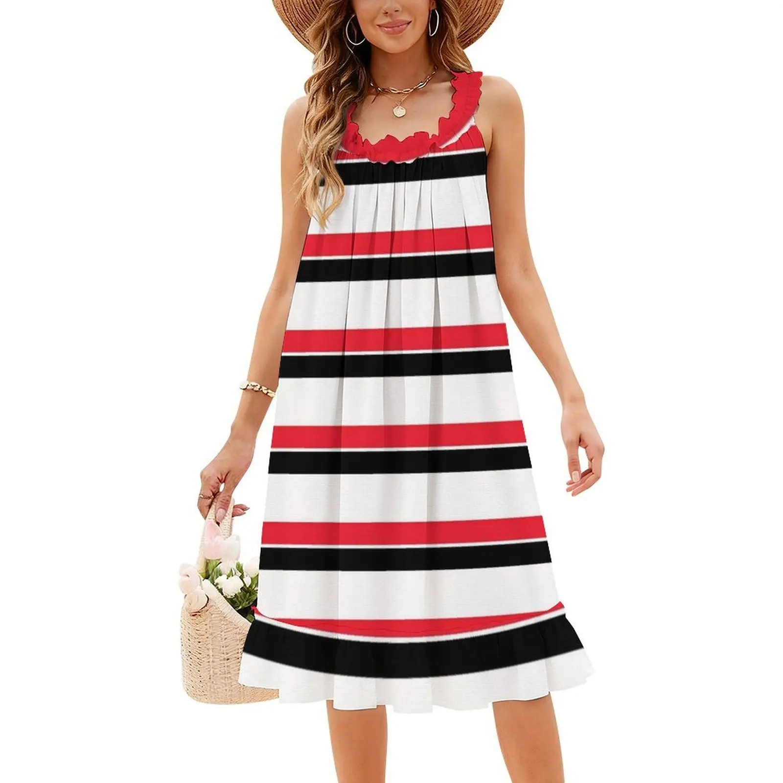 فستان بوهيمي بدون أكمام باللون الأحمر والأسود للنساء مطبوع عليه فساتين حفلات الشاطئ للرجال U Utd Treble Retro Football Soccer Party