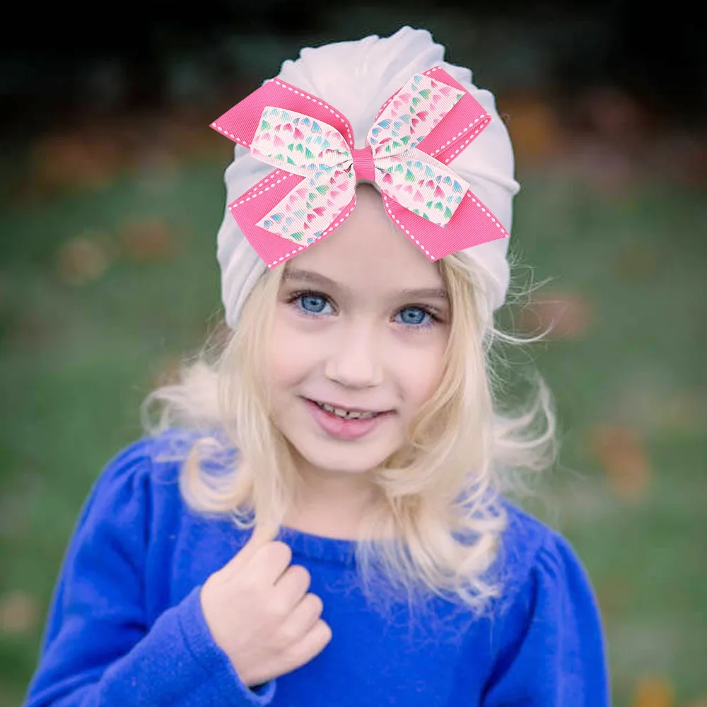 

Новинка шапка-бант в форме сердца для новорожденных детская шапка для младенцев чалма с бантиком с двойной лентой с бантом Детские аксессуары подарки на день рождения