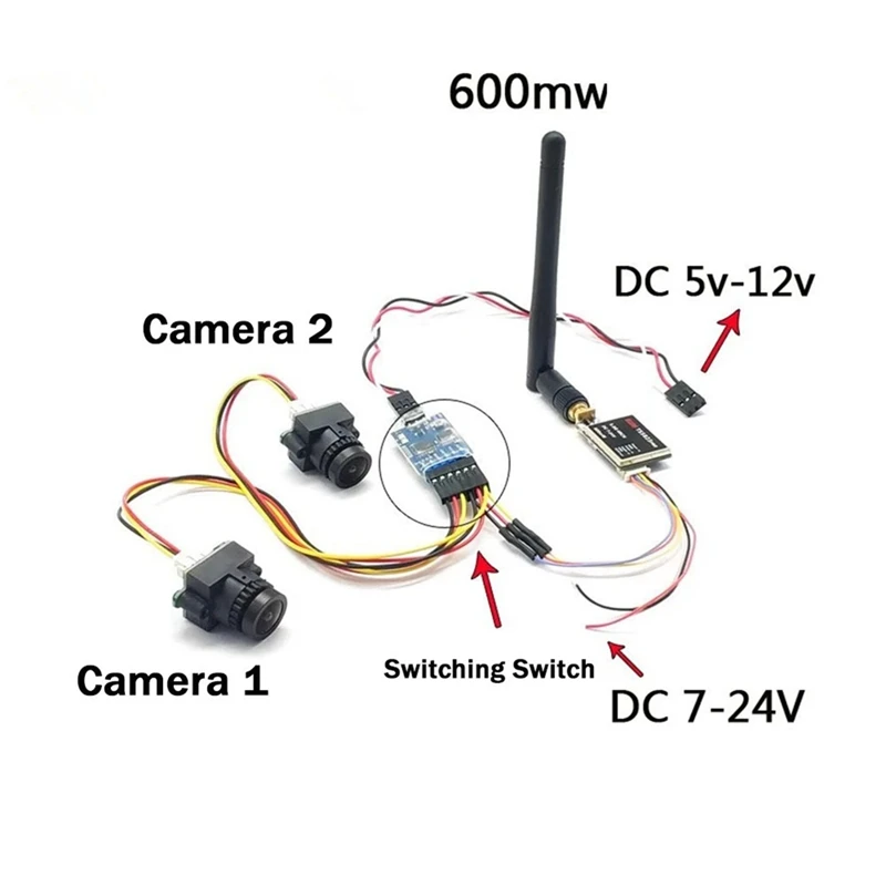 Commutateur vidéo à deux voies pour caméra FPV Traverse, commutateur électronique, télécommande, technologie de commutation vidéo, installation facile