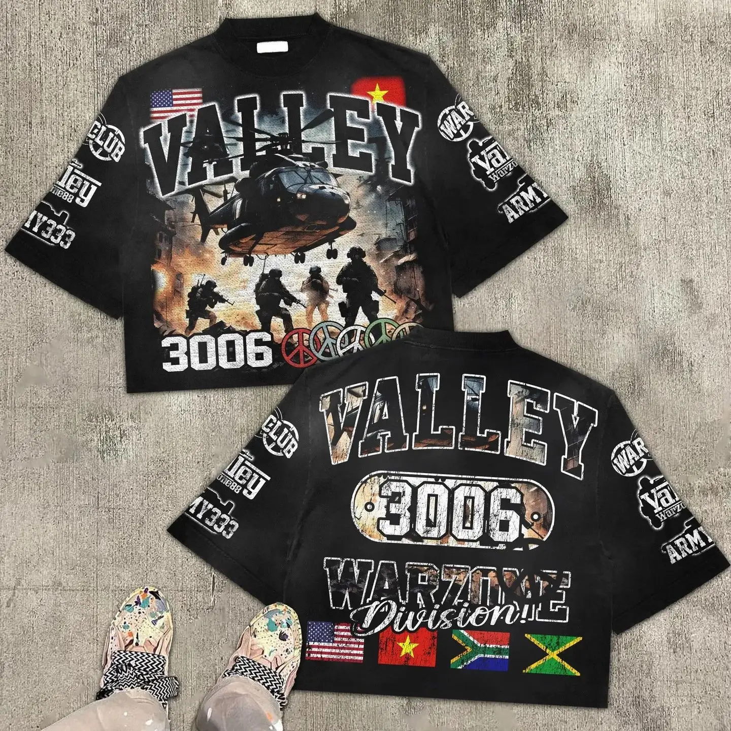 Hip Hop T-shirts American Street Hip Hop Goth Top Summer New VALLEY Short-sleeved T-shirt