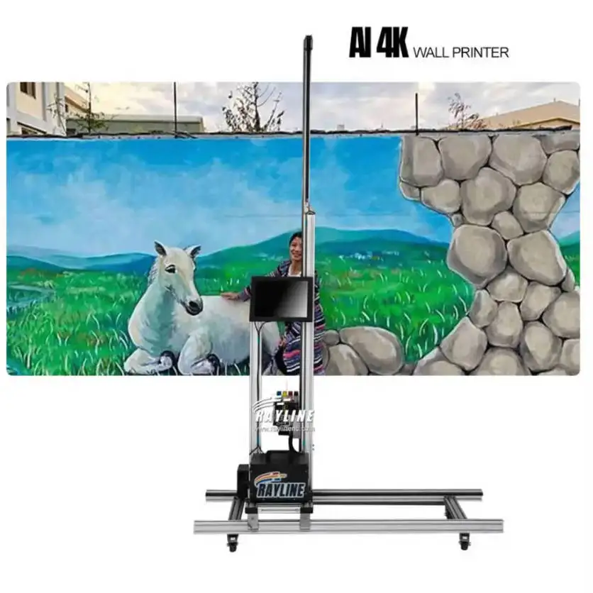 Auto Cleaning AI 4K Portable Wall Printing Machine 3D Vertical UV Wall Printer Outdoor Indoor Decor Painting Glass Lime Wood PVC