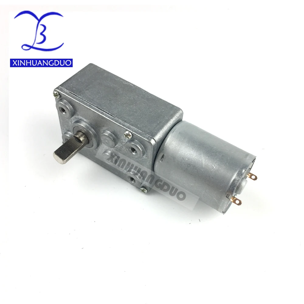 24V DC Geared Motor 370 High Torque Reversible Worm Gear Motor 2-160 RPM Speed Reduction Gearbox