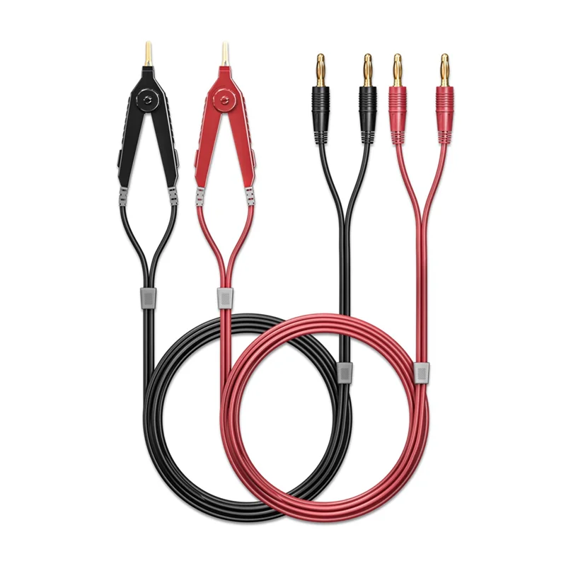 ABMF-Meter Test Leads Terminal Kelvin Clips Cable Wires To 4Mm Banana Plugs Gold-Plated