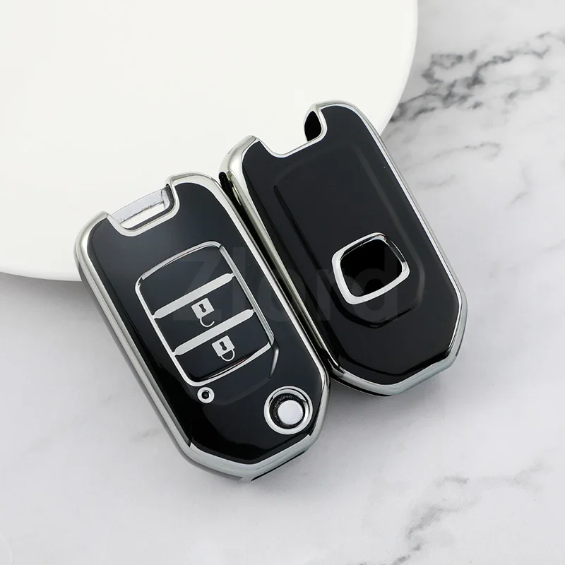 Tampa da caixa da chave do carro TPU, Shell Fob para Honda Civic, HRV, CRV, XRV, CR-V, Crider, Odyssey, Pilot, Fit, Accord Acessórios, 2 botões, 3 botões