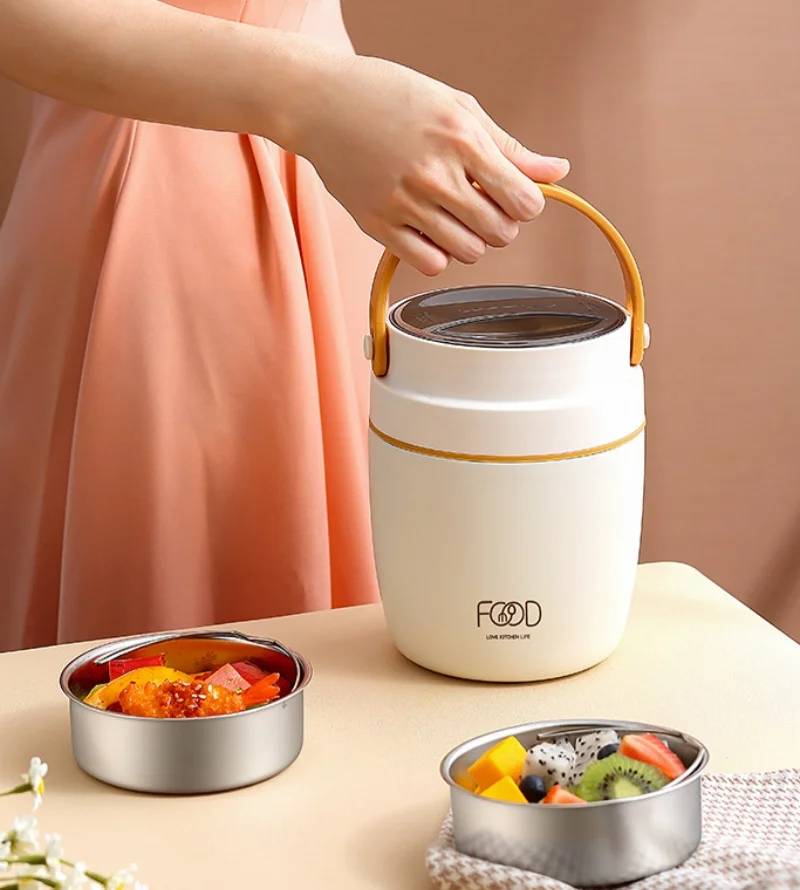 Stainless Steel Insulation Lunch Box Double Ironing Portable Insulation Bucket Household Vacuum Insulation Pot