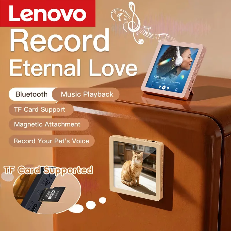 Lenovo Neuer Magnetischer Kabelloser Bluetooth-Lautsprecher Haustier-Fotorahmen Wohndekor Kühlschrankmagnet Unterstützt Audio-Wiedergabe über Speicherkarte