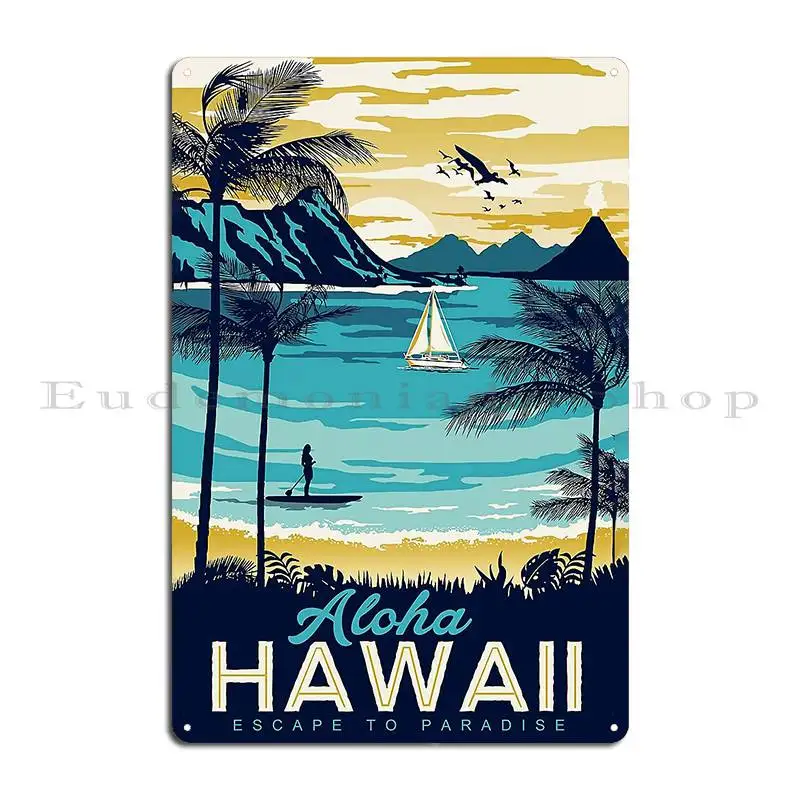 Escape To Paradise Metal Plaque Poster Plates Cinema Wall Plaque Iron Retro Tin Sign Poster