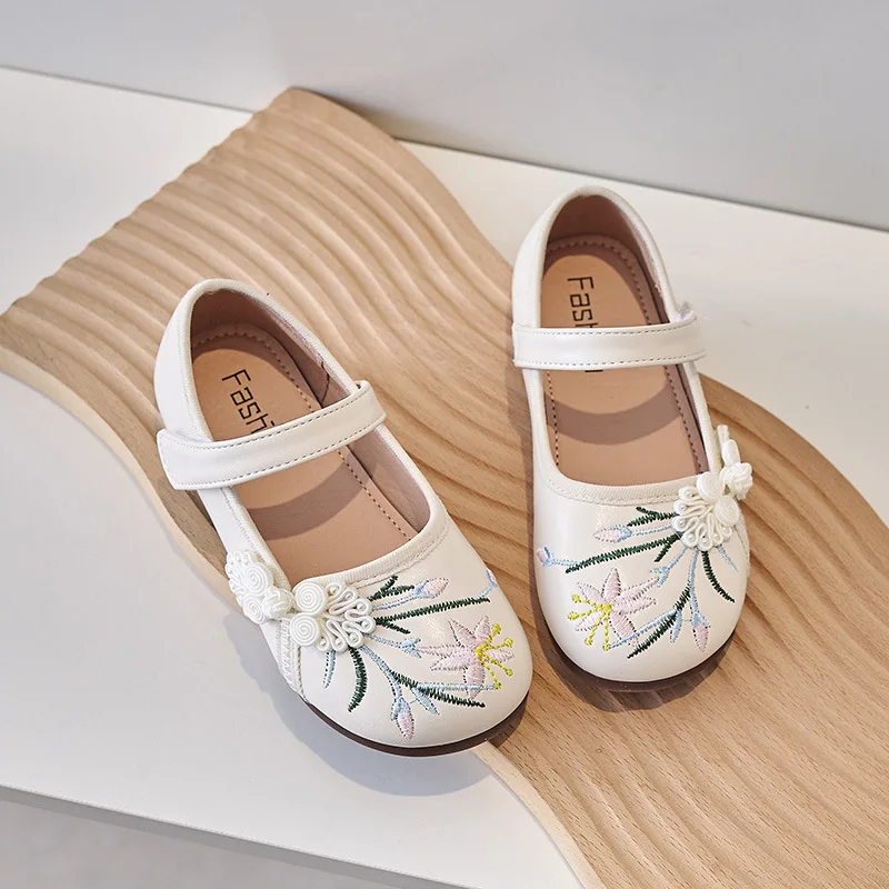 Zapatos de cuero con lazo para niños, vestido Retro para niñas, zapatos para niños pequeños, marca de moda, primavera 2024