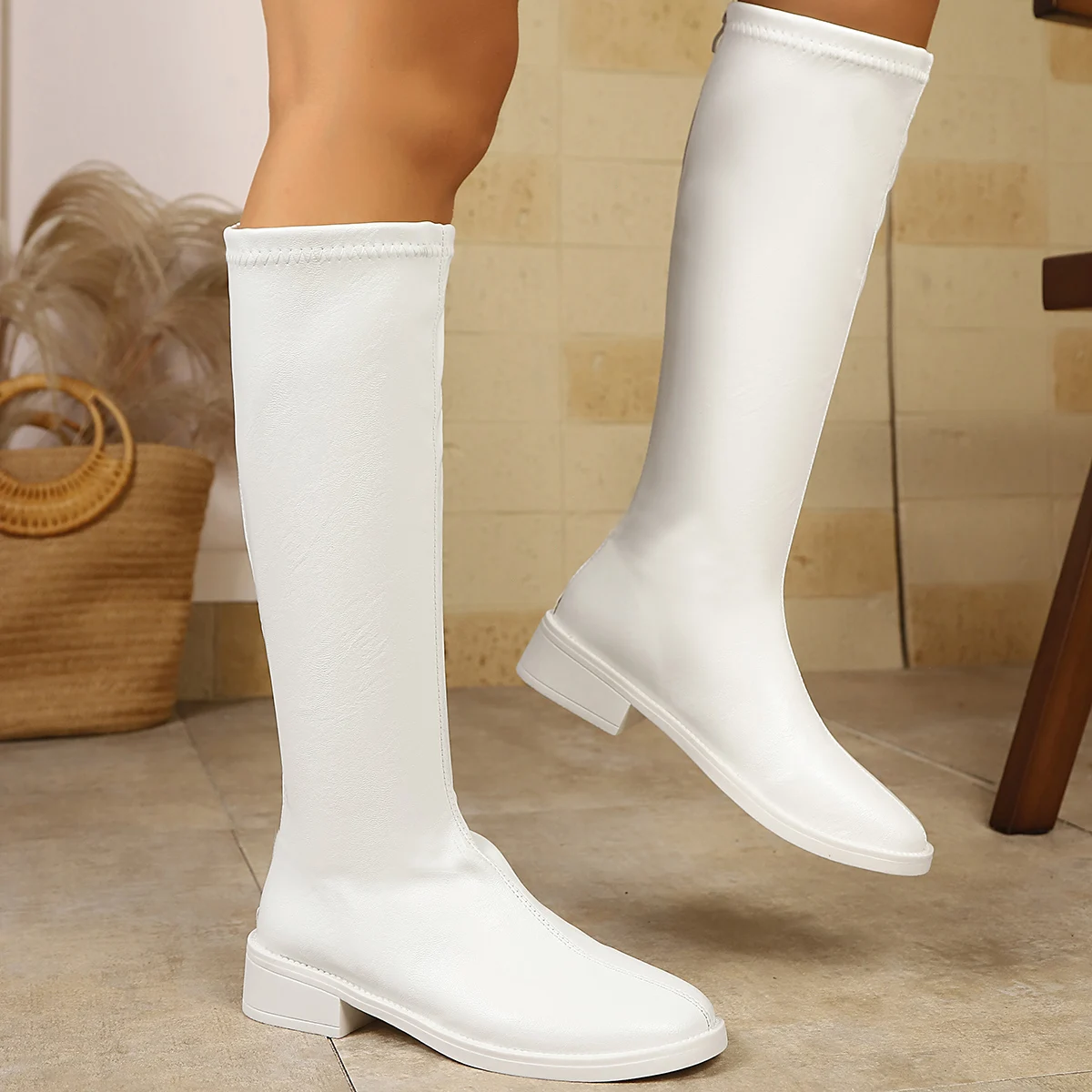 Neue Winterstiefel mit Rundzehen und eckigem Absatz, bequeme, lässige, kniehohe Stiefel, modische, heiß begehrte, sexy, elegante Ritterstiefel für Damen – Detail 25