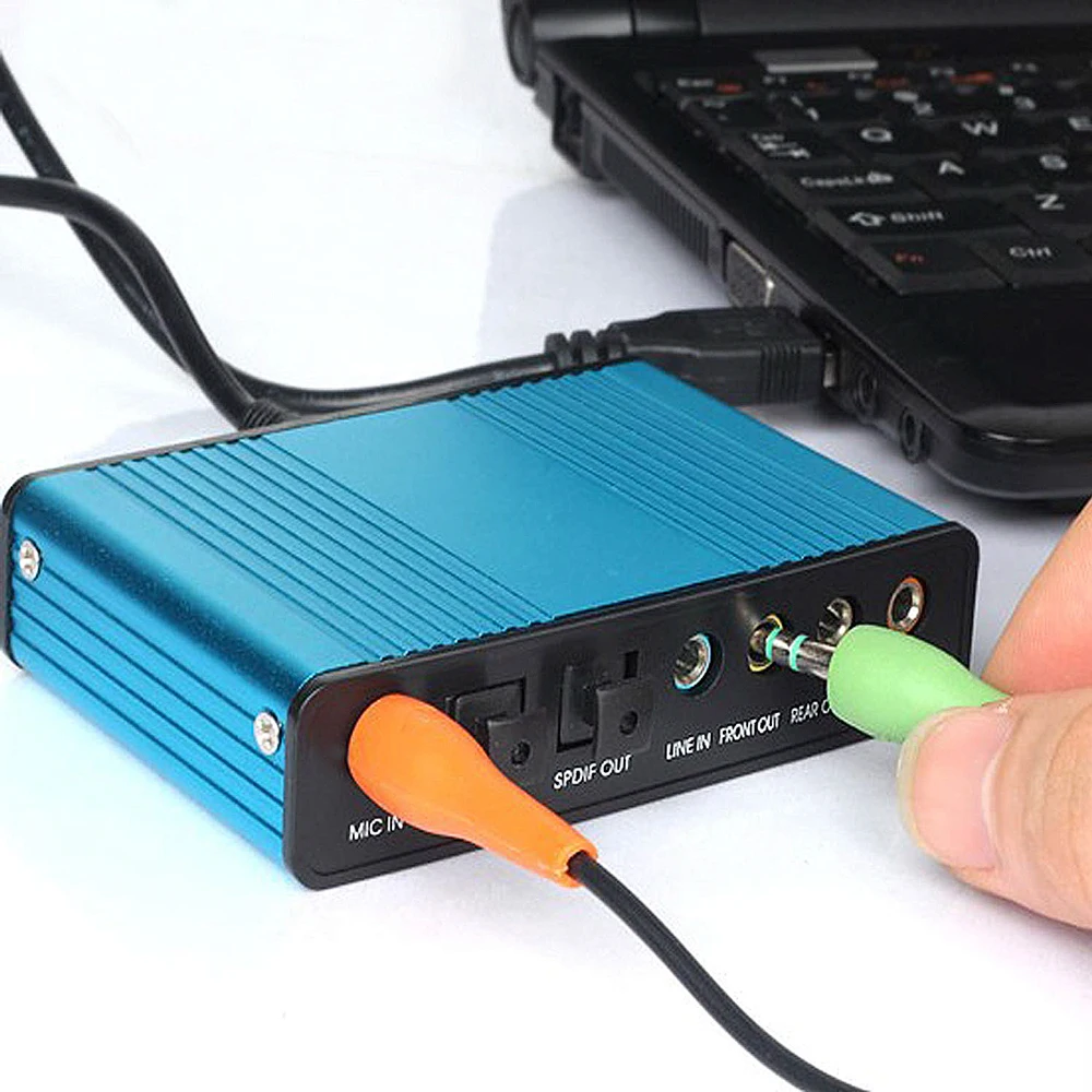 Professional USB Sound Card 6 Channel 5.1 Optical External Audio Card Converter CM6206 Chipset for Laptop Desktop Microphone