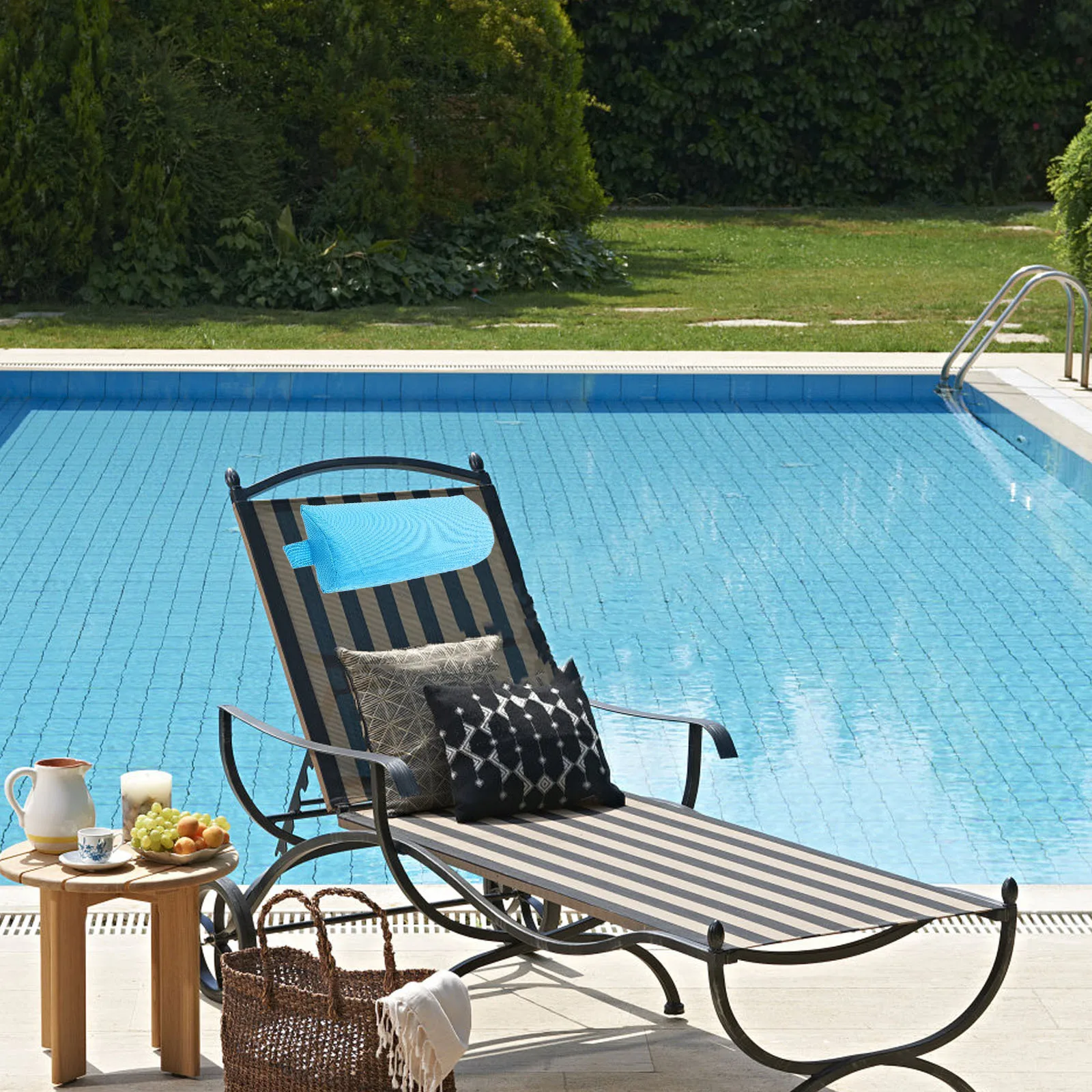 

Sky Blue Lunch Break Pillow Lounge Chair Head Neck Support Removable Cover Recliner Beach Chair Pillow Outdoor Hammock Cushion