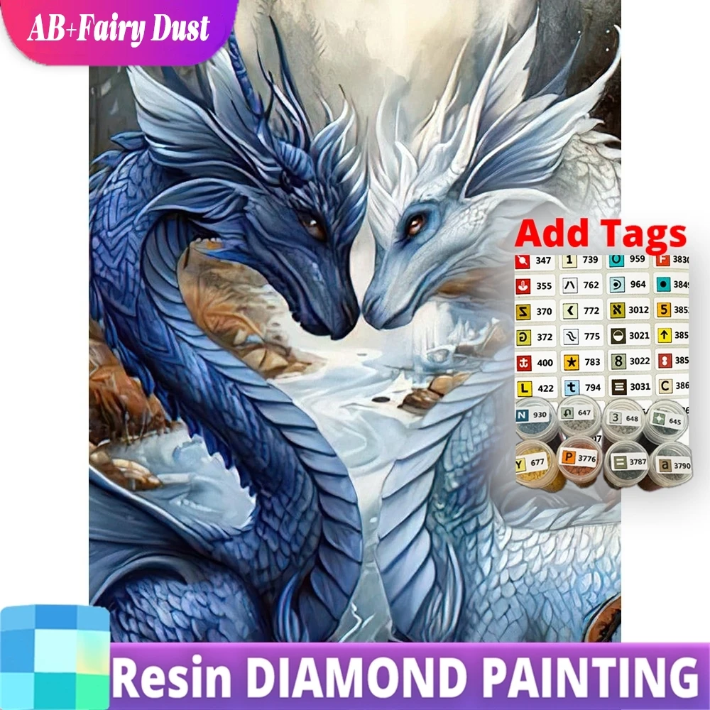 

Resin AB Fairy Dust Diamond Painting Dinosaur Picture Rhinestones DIY Mosaic Dragon Animal Embroidery Cross Stitch Kits Wall Dec