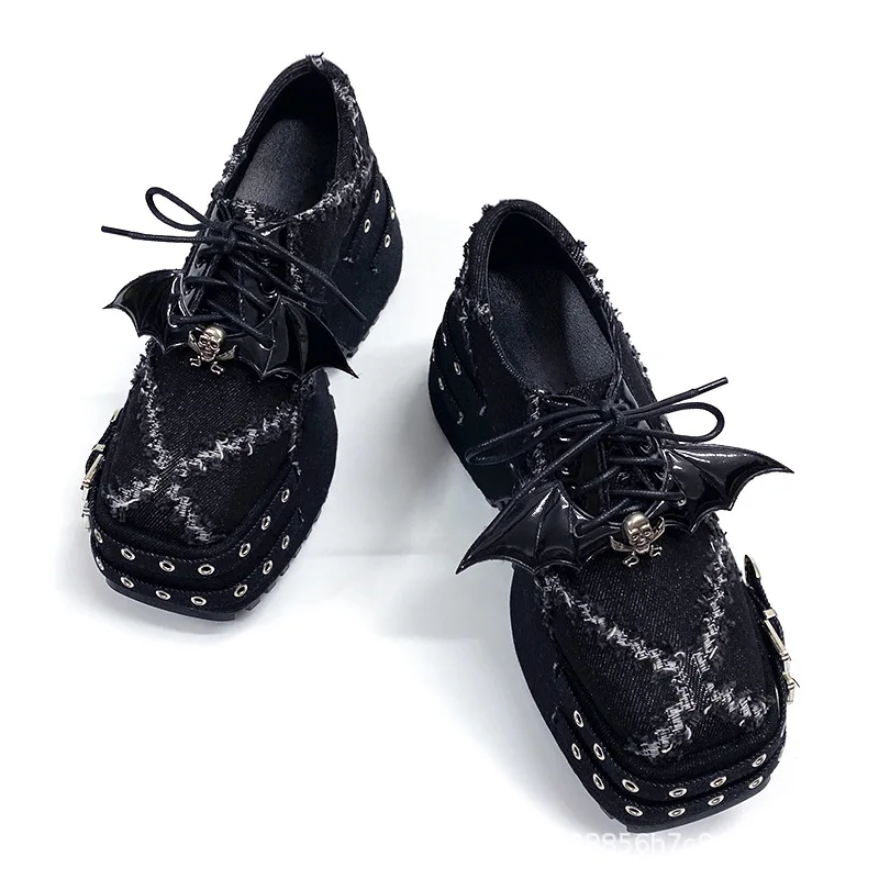 

Оригинальная женская ниша на платформе, дизайн в стиле панк, готики, с квадратной головкой, милые, крутые, популярные, в стиле девушки, субкультура, туфли-маффины