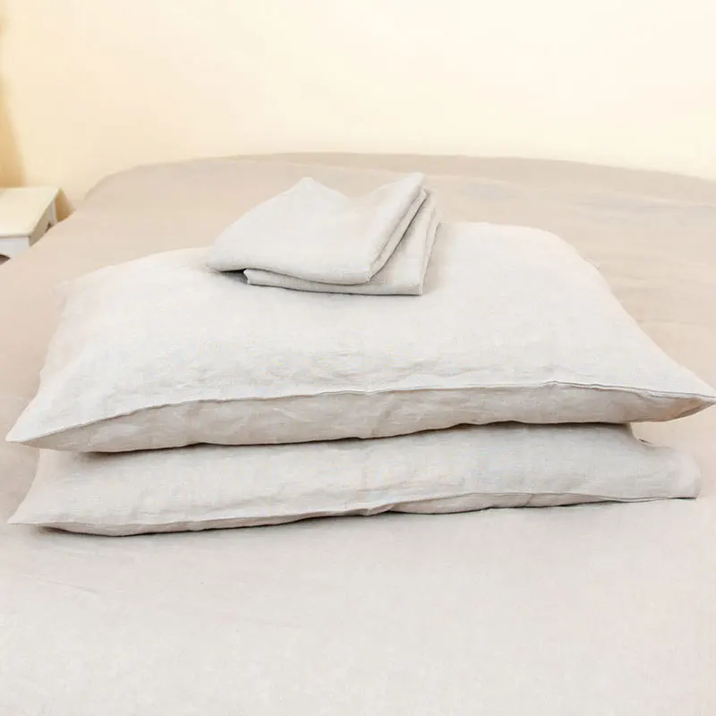 French Linen   2 Pcs 100% Linen Standard Pillowcases,Breathable and Cooling Washed Pillow Cases with Envelope Closure