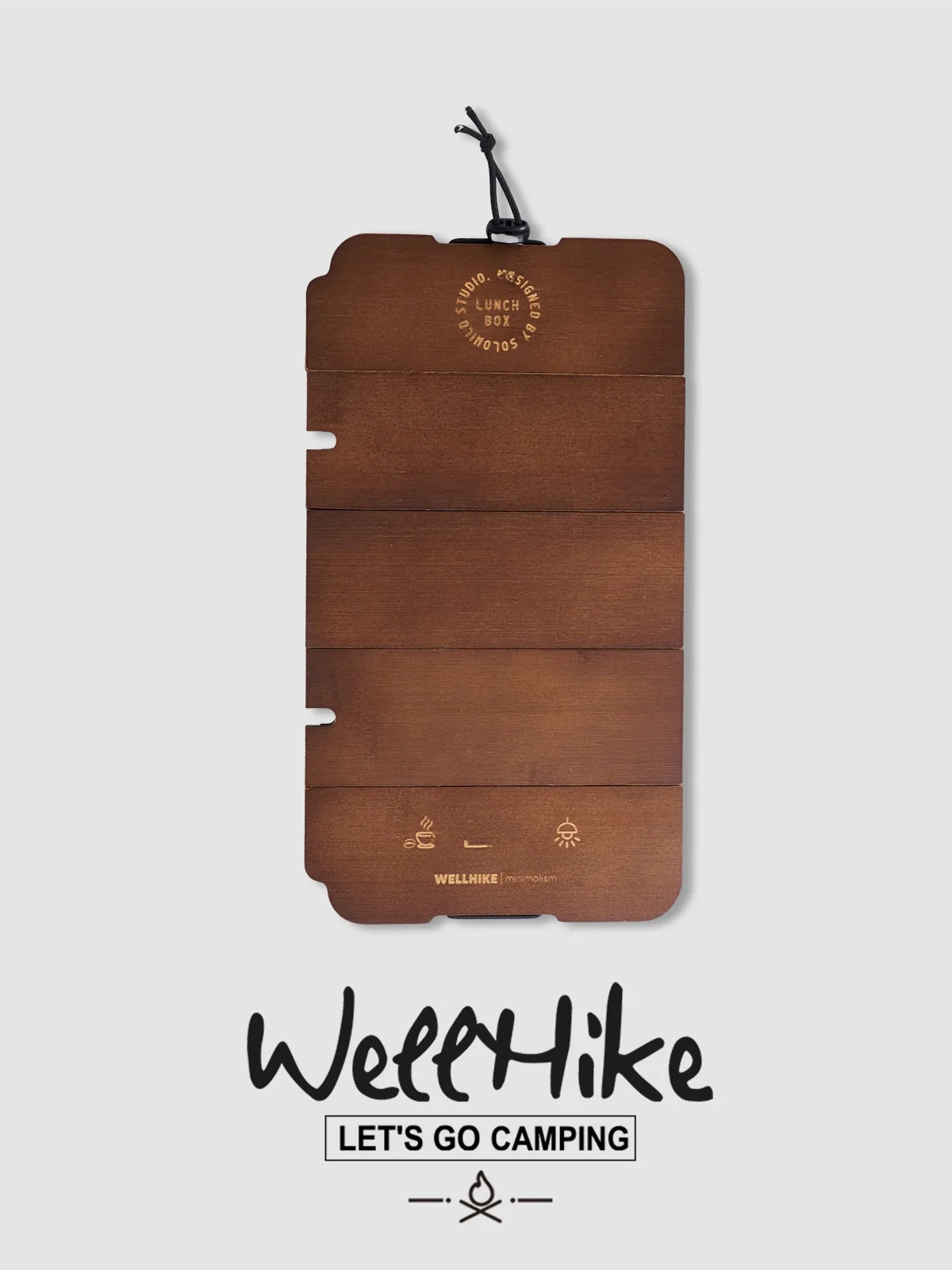 WELLHIKE ランチボックス 5 層木製ボードレトロアウトドアキャンプ