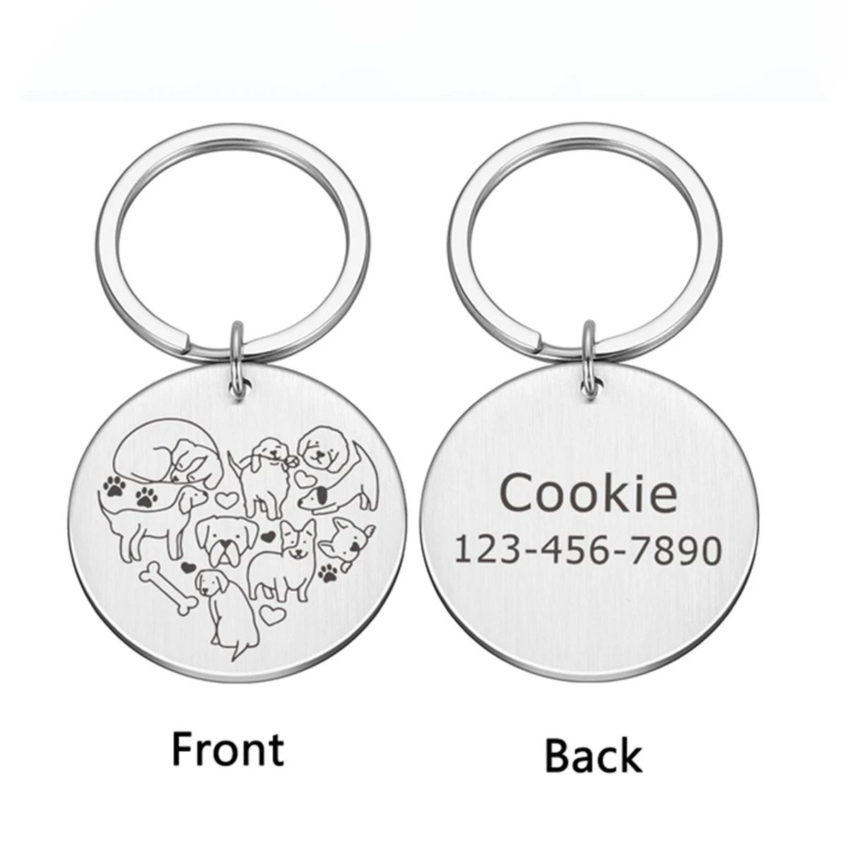 Customized anti lost pet collar with double-sided engraved s