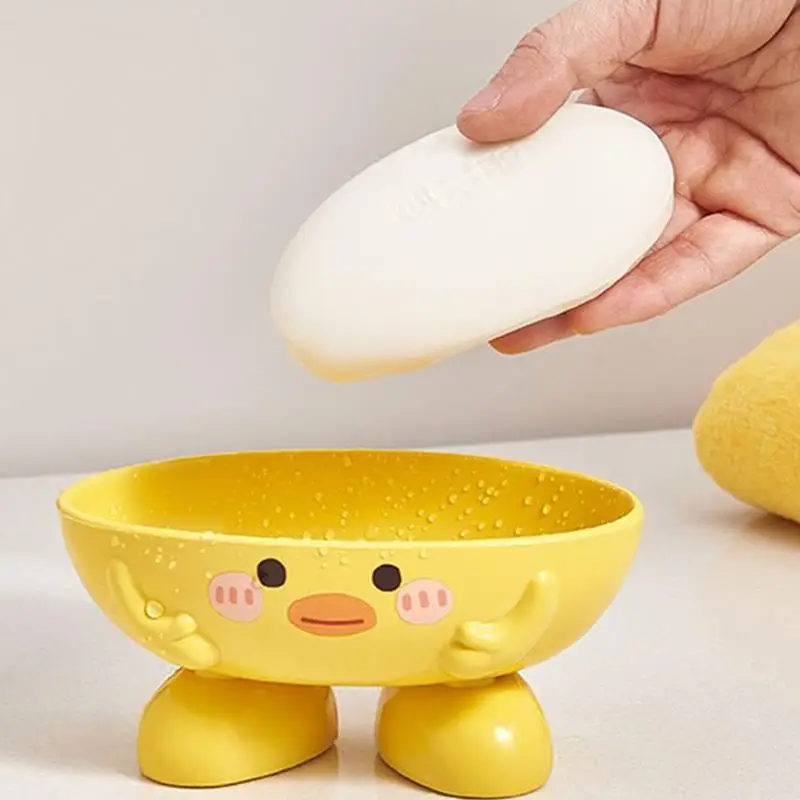 Soap Dish With Drain Duck Shape Soap Box Drain Soap Holder Bathroom Shower