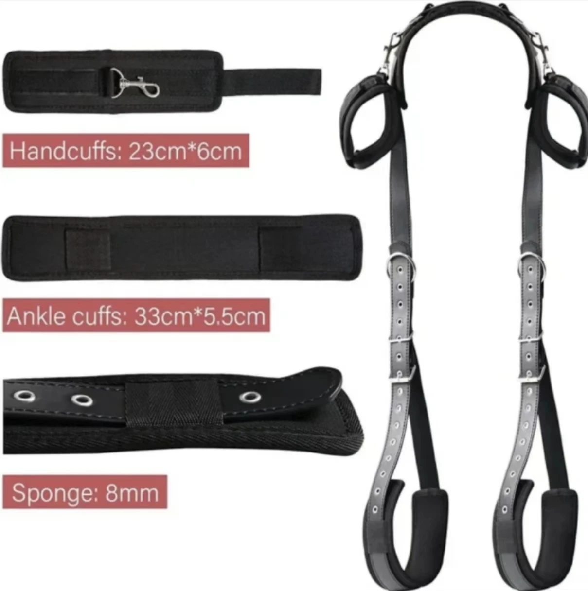 BDSM Sex Handcuffs Restraints Open Leg Ankle Cuffs SM Bondage Harness Bed Bandage Straps Slave Sex Toy Erotic Accessories Kits