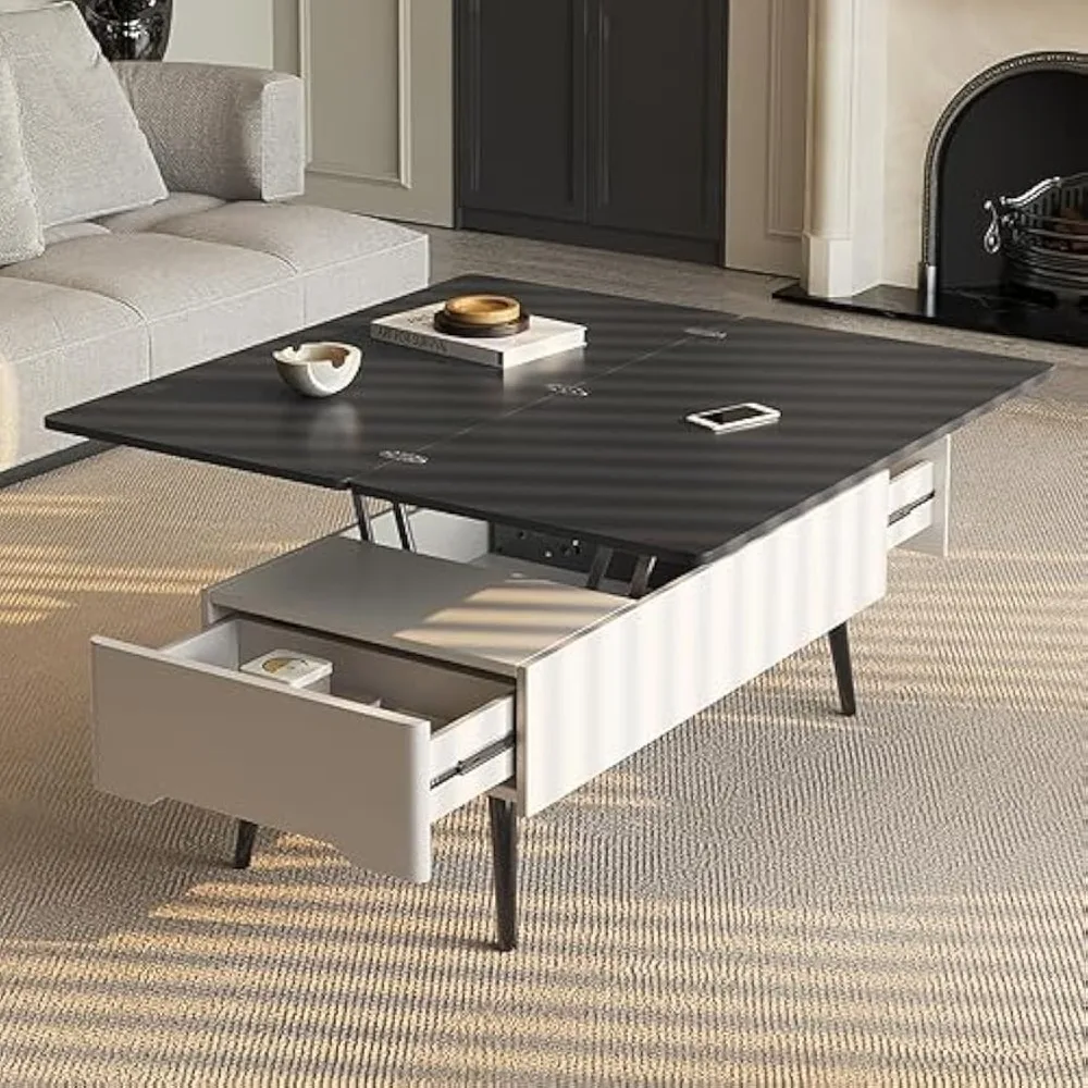 

Журнальный столик с подъемным верхом 43 дюйма и скрытым отделением, центральный стол 3-в-1, компактный складной обеденный стол, подъемный журнальный столик f