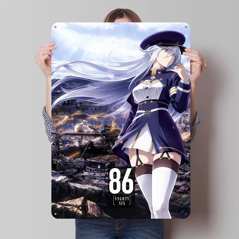 86 Eighty-Six Anime-Charakterporträt-Poster, personalisierte Vintage-Metallschilder, Wandkunst, Retro-Blechschild zur Dekoration von Zimmer und Haus