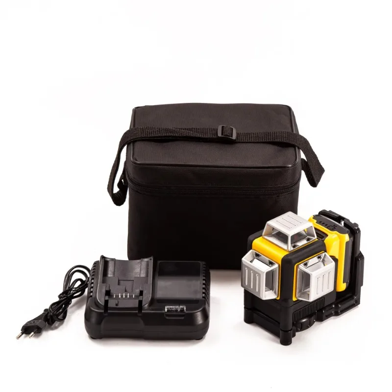 DW Type DW089LG Industrial 3D 12 Lines Laser Level 360 Vertical Degree 12V Lithium Battery Tool Horizontal Green Light