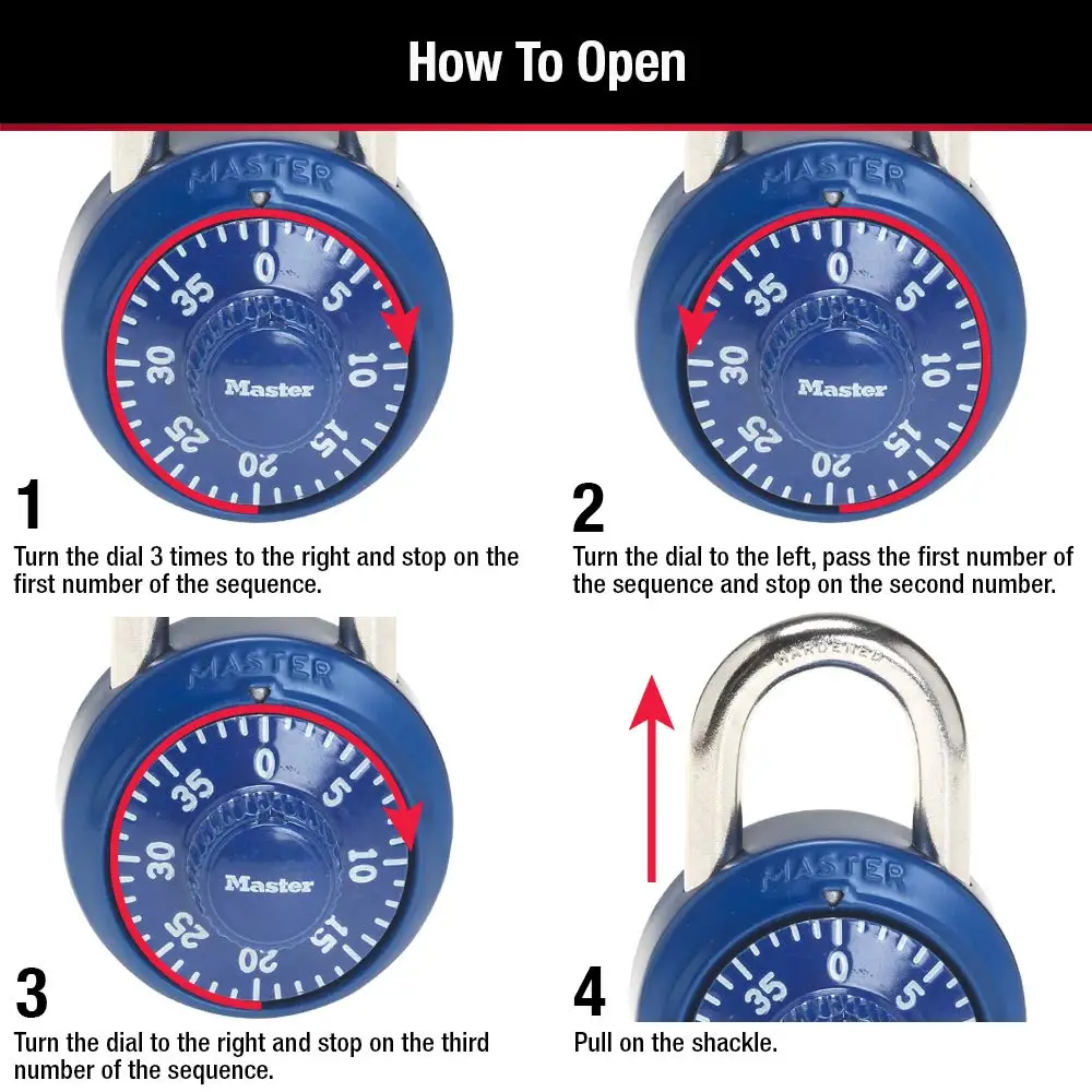 Imagem -04 - Combinação Cadeado para Ginásio e Escola Cacifos Master Lock Senha Portátil Rotação 1530d