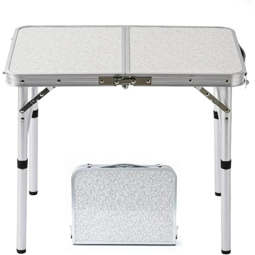 

Folding Camp Table, 24''L x16''W with Adjustable Height Legs, Indoor Outdoor Lightweight Portable Aluminum Dining Table 2-Feet