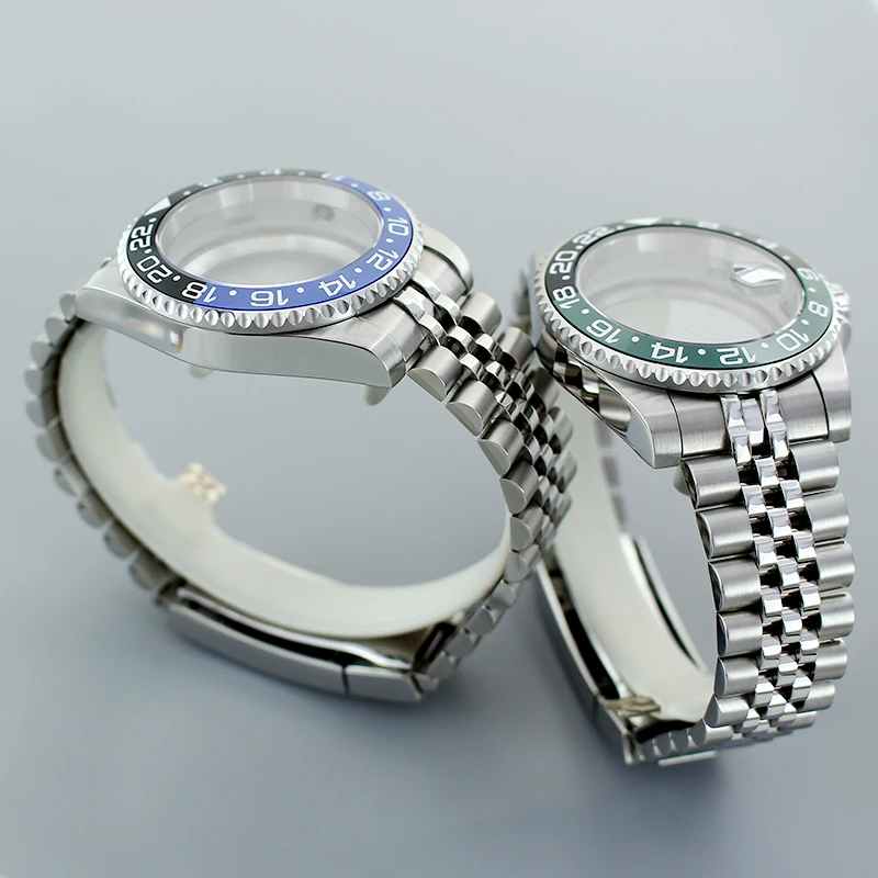 40mm Nh35 Watch Case Sapphire For NH35 NH36 NH34 8215 2824 Movt GMT Watch Parts Jubile Bracelet Slide Buckle Black Purple Bezel image 5