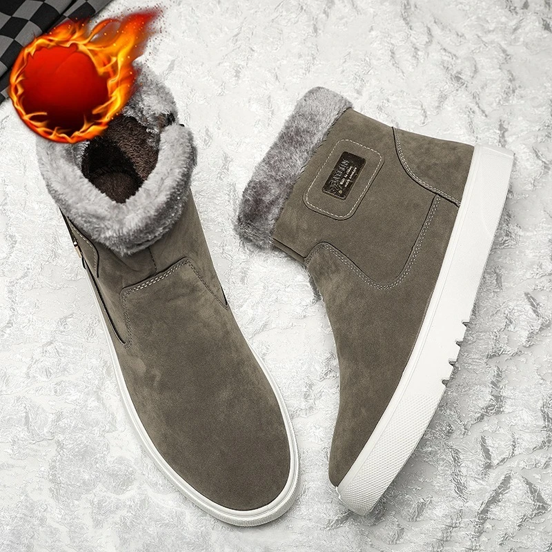 

2025Новые зимние мужские ботинки, модная хлопковая обувь с высоким берцем, плюшевые теплые зимние ботинки на меху, замшевые повседневные ботильоны для мужчин, Botas Hombre