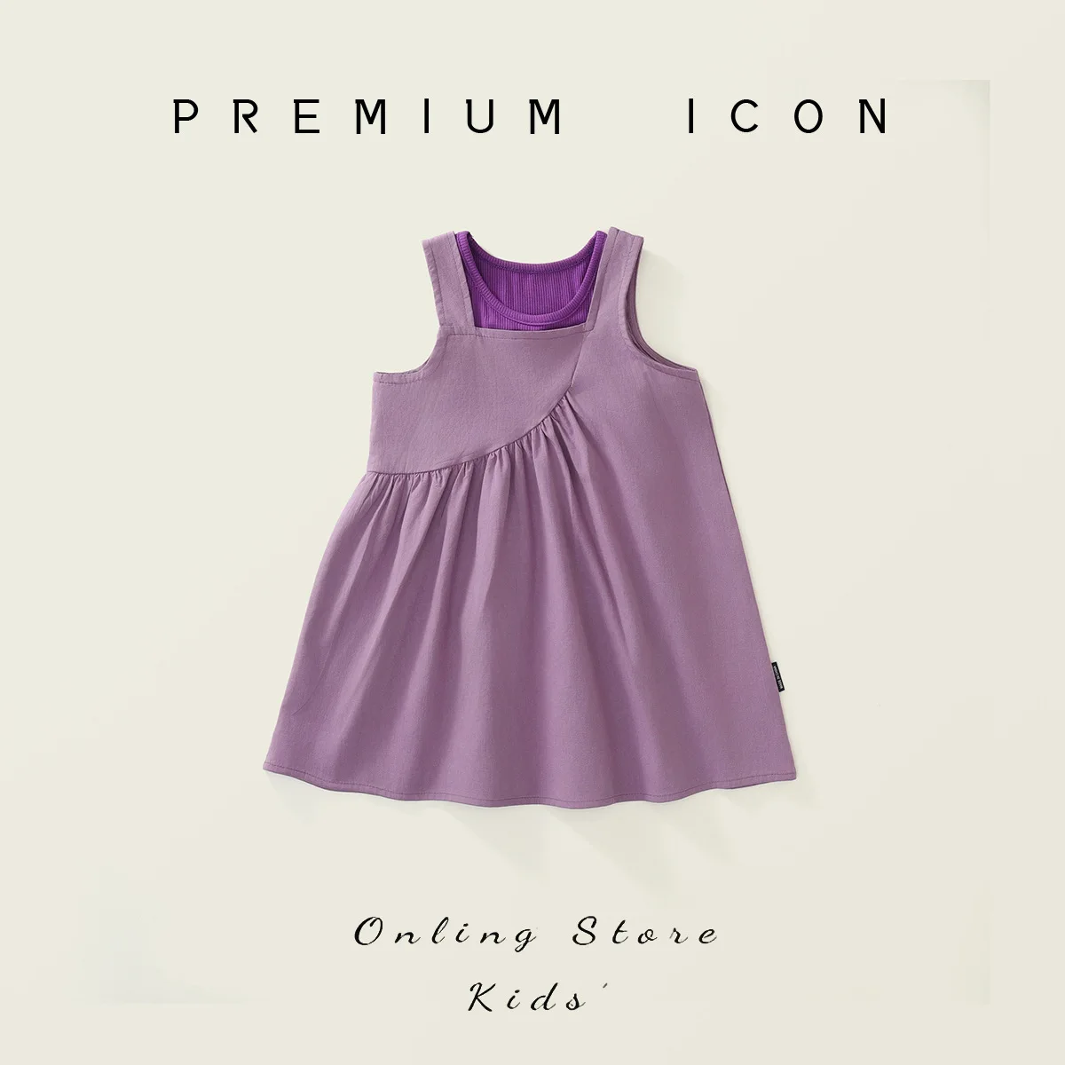 

Girls Suits Purple Sleeveless Slip Dress 2024 Summer Children Korean Version Design Feel Two-piece Vest Set Simple Casual