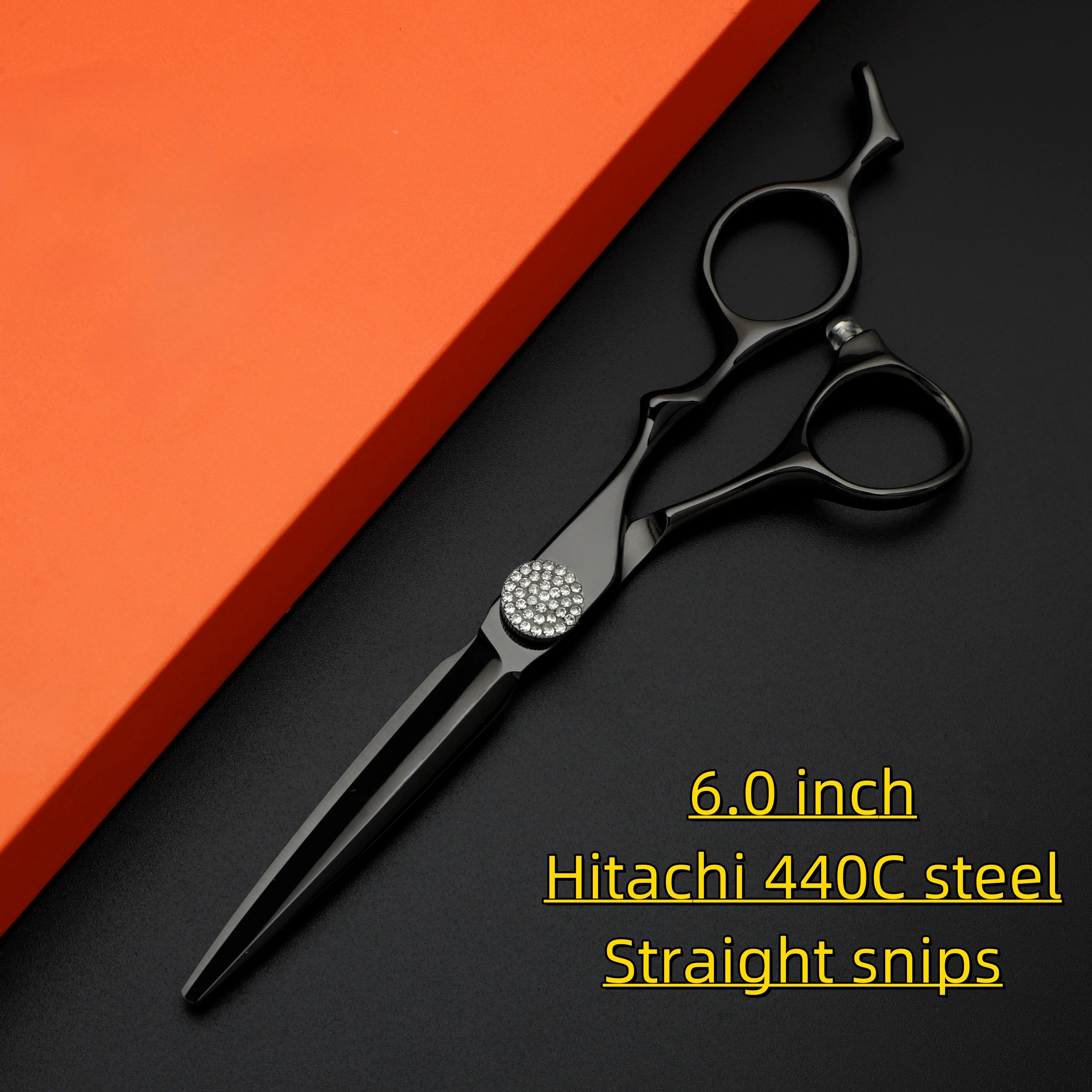 

6.0 Set Black coating Professional hairdressing scissors，VG10 and 440C material Hair cutting scissors，High quality Barber tools