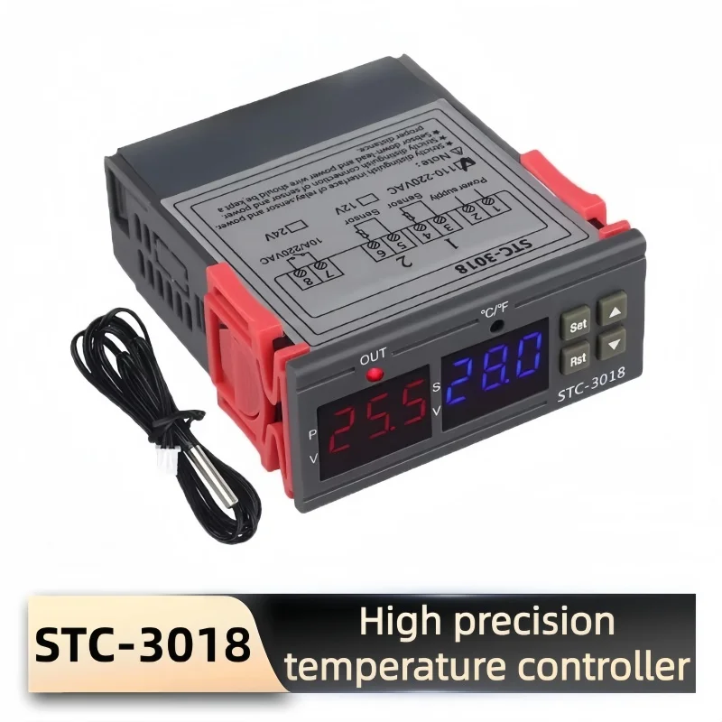 STC-3018 Digital Temperature Controller Thermostat Thermoregulator Temperature Sensor Relay Heating Cooling Incubator 12V24V