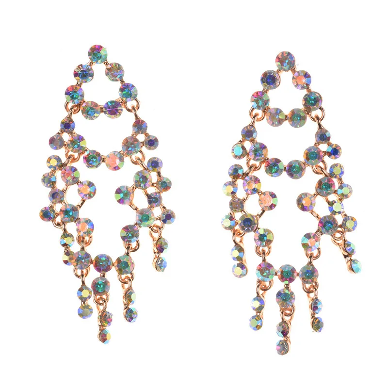Hot-selling new product earrings, fashionable big-name geometric modeling alloy diamond-encrusted earrings are sent overseas