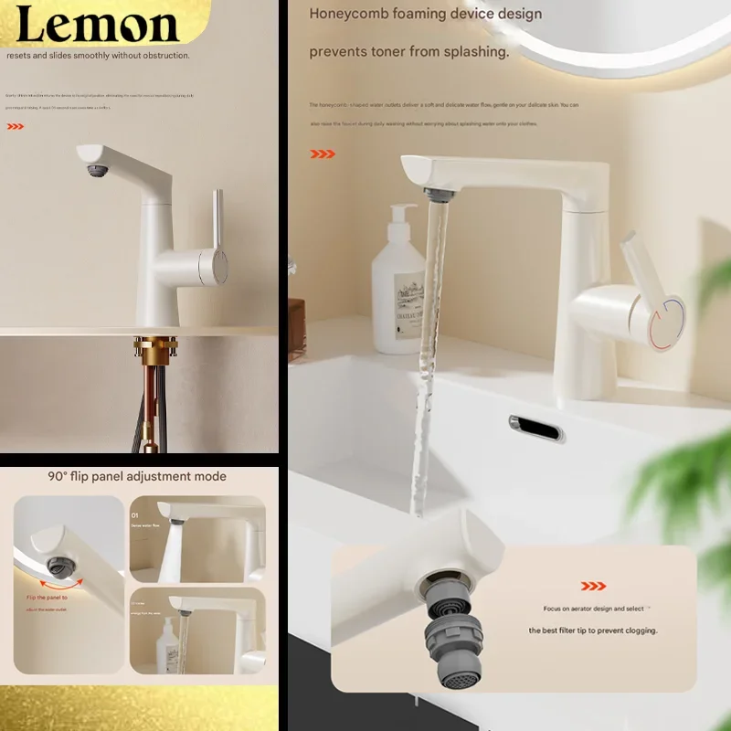 

Cream White Lift Wash Basin Faucet Household Wash Basin Pull-Out Bathroom Basin Hot And Cold Water Tap Sink Faucet