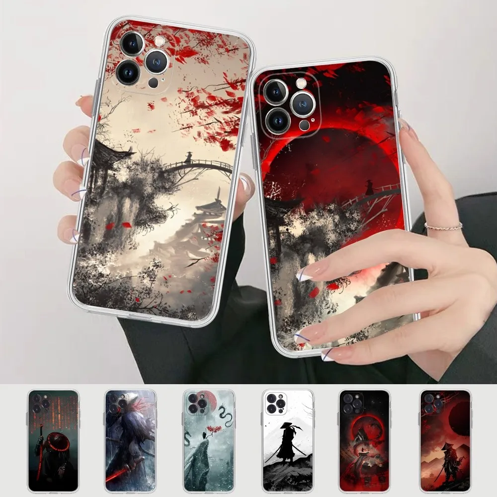 

Japan Samurai Art Phone Case For iPhone XR X XS Max 14 13 Pro Max 11 12 Mini 6 7 8 plus SE 2020 Printing Cover