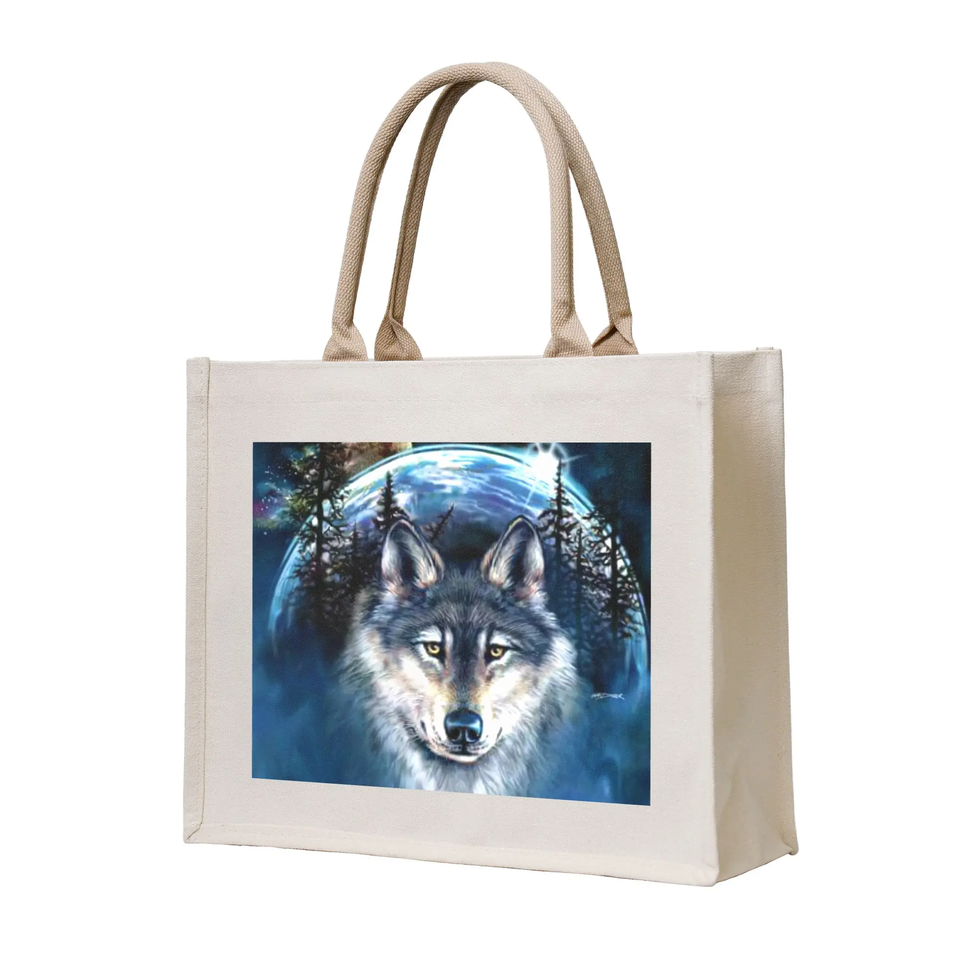 

Сумки для покупок Animal Wolf Moon Groceries, женские сумки-шопперы на заказ, сумки через плечо, вместительные сумки-тоут