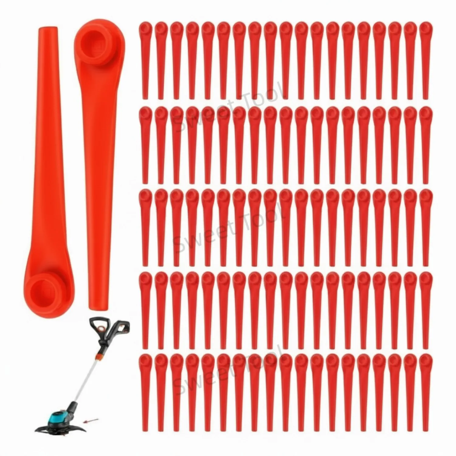 100 Peças Lâminas de Plástico para Roçadeira, Substituição para Gardena 9823 9825 9820 9821, Suprimento para Jardim