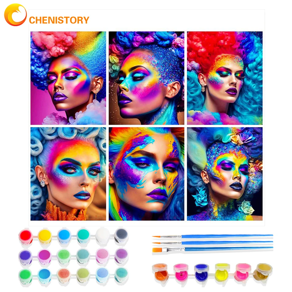 

CHENISTORY Paint By Number Colorful Women Scenery Drawing On Canvas Diy Pictures By Numbers Kits Acrylic Paint Home Decor