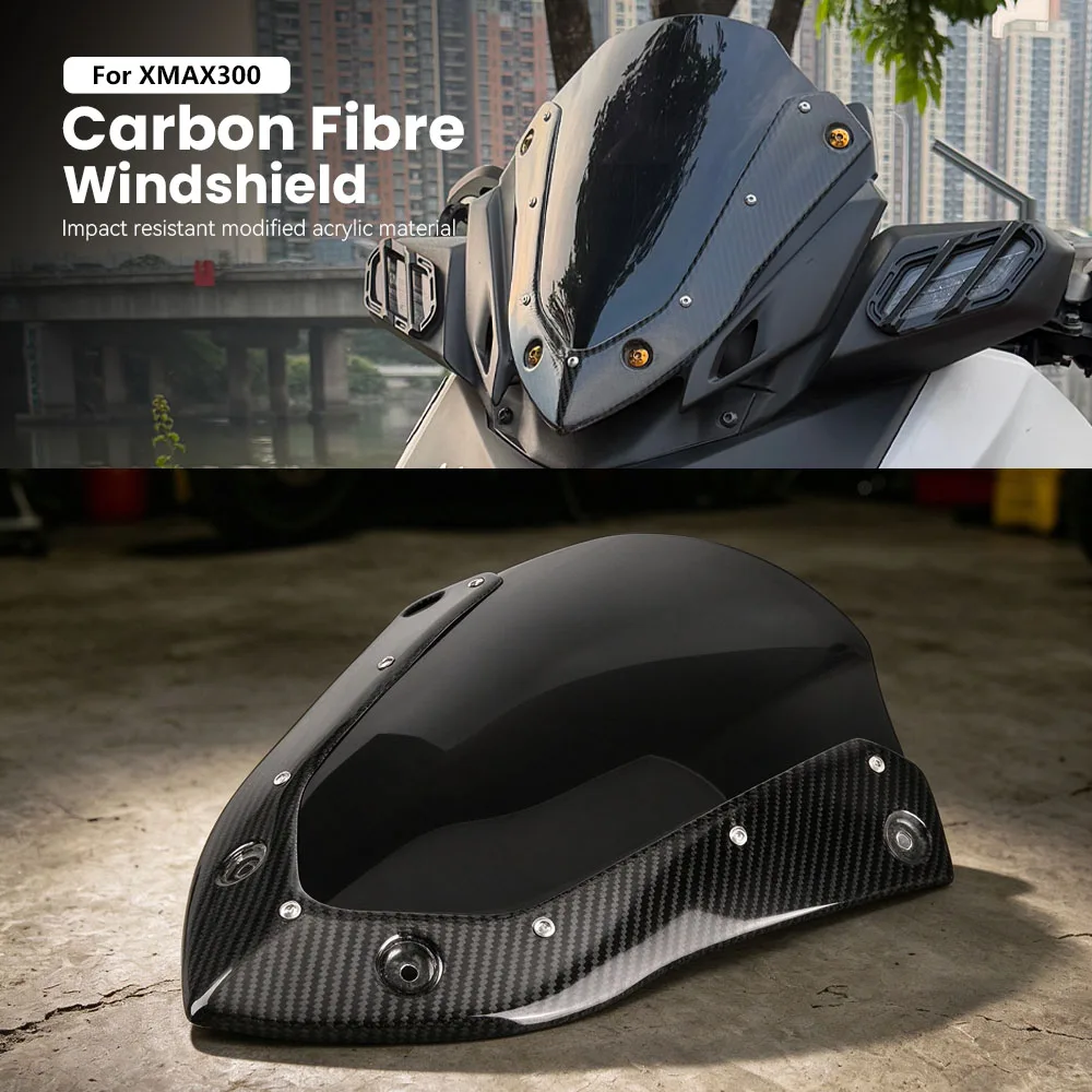 Motorcycle Carbon fiber Sports Windshield For YAMAHA XMAX300 XMAX X MAX 300 2023 2024 Windscreen Wind Shield Deflectore Screen
