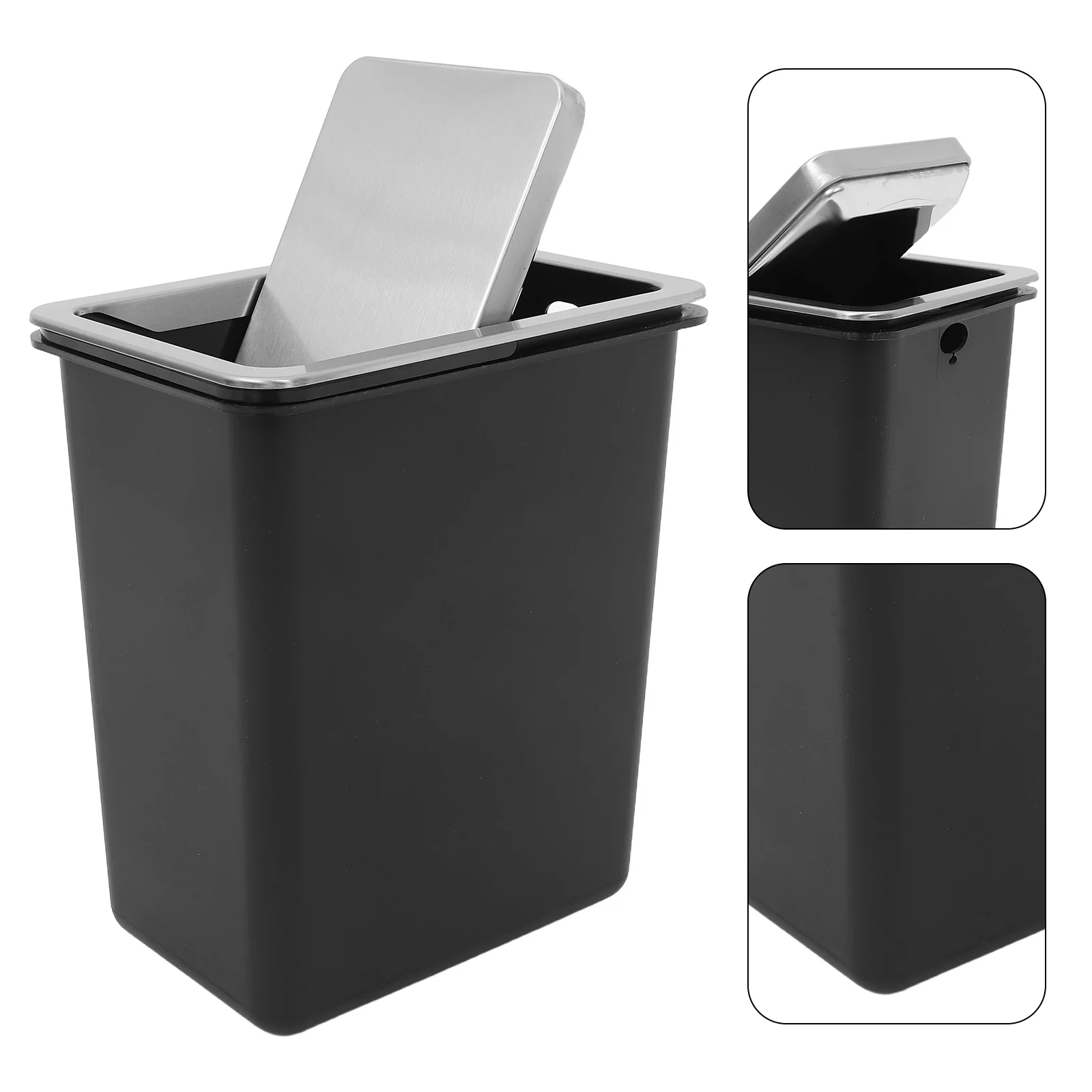 

1Set Kitchen Trash Bin Stainless Steel Counter Embedded Trash Lid Countertop Built-in Swing Top Cover Recessed Waste Lid Odor