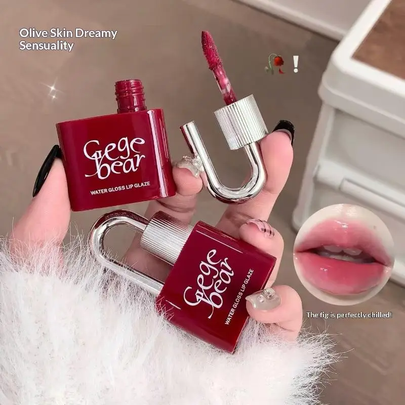 립글로스 게게베어 3g 락킹 하트 스위트 워터글로스 립글로스-선명한 색상, 쉽게 바르고 지속력이 없는 보습 효과