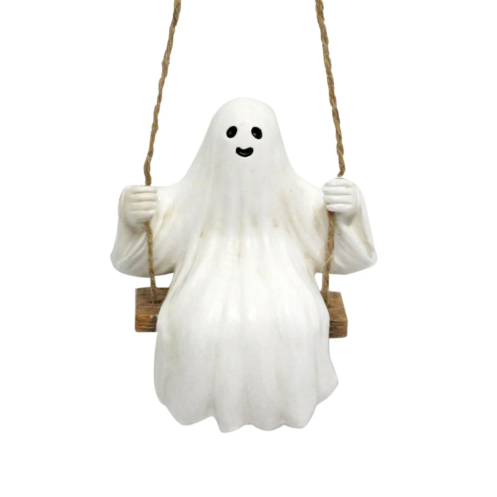 Halloween Ghost Swing Handwerk Hars Schattige Ghost Swing Decor Creatieve Hangende Ghost Ornament Auto Interieur Accessoires