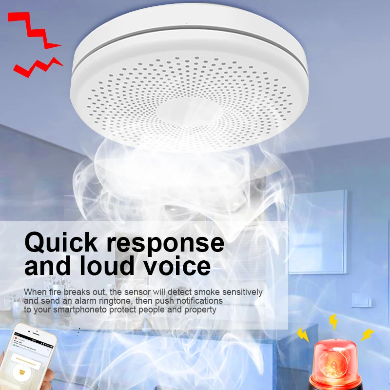 Carbon Monoxide Detector Alarm Tuya WiFi Smoke Detector Alarm Fire Detector Wifi Smartlife 2 In 1 Carbon Monoxide Smoke Sensor